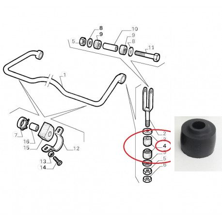 Stabilisator stang busje 116 serie/75/90/GTV6 achter