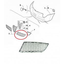 Grille in voorbumper MiTo links