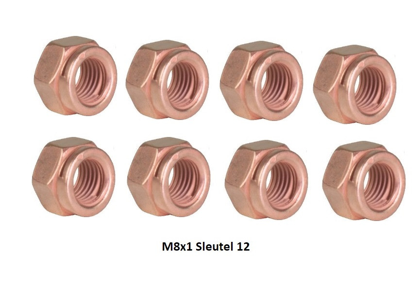8x koperen moer M8x1 sleutel 12