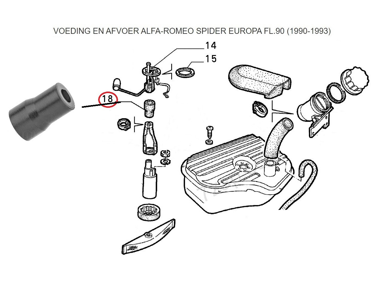 Aansluitrubber vlotter benzinepomp Spider IE