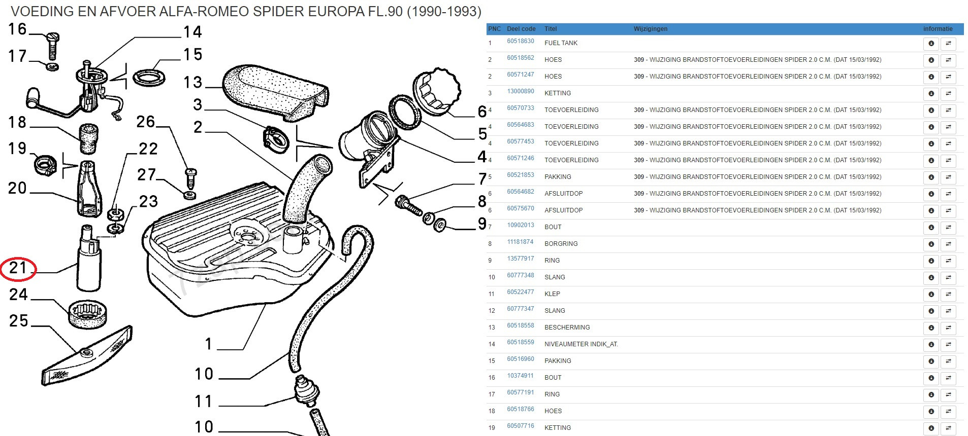 Benzinepomp in tank Spider IE