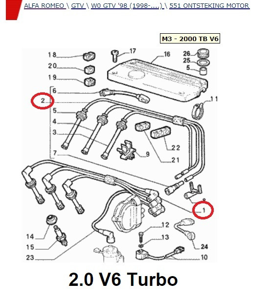 Bougiekabelset GTV 2.0 V6 Turbo