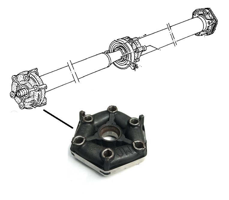 Cardanasrubber V6 voorste