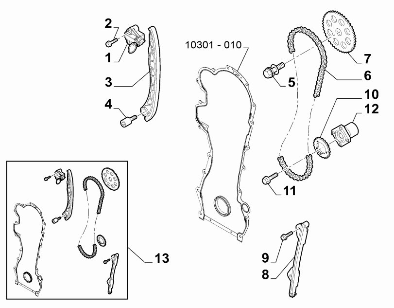 Distributiekettingset 1.3 JTD