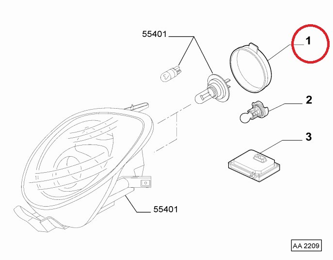 Dop koplamp MiTo 80mm diameter