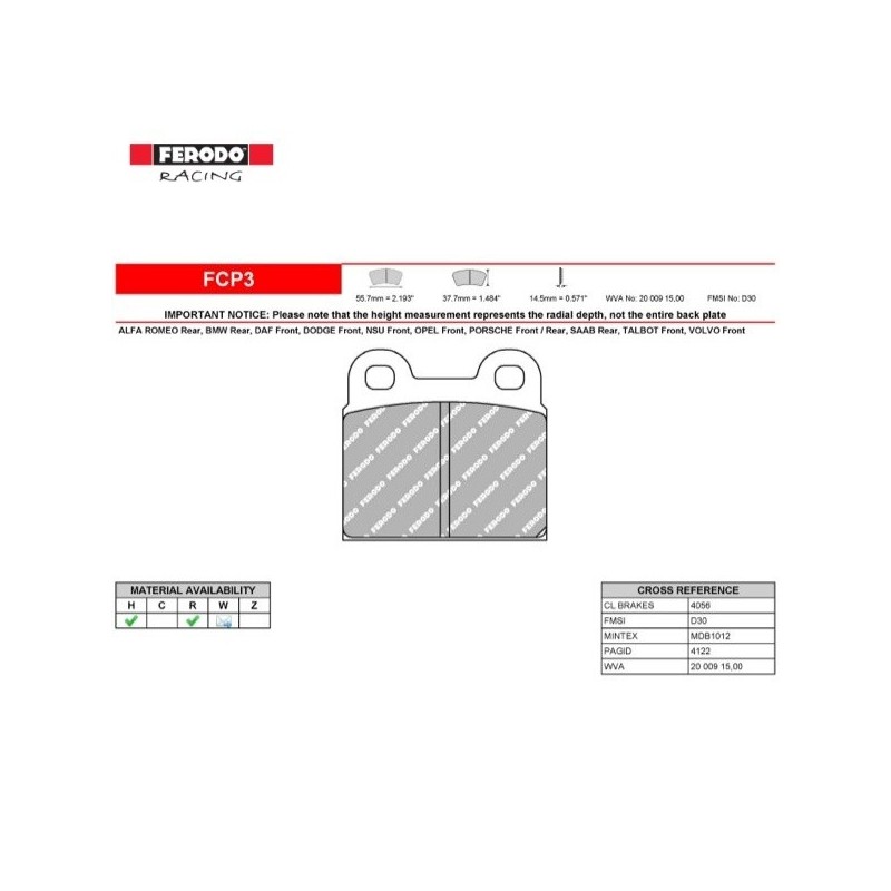 Ferodo DS 2500 remblokset achter