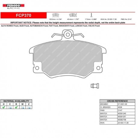 Ferodo DS 2500 remblokset voor