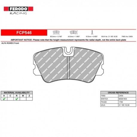Ferodo DS 2500 remblokset voor
