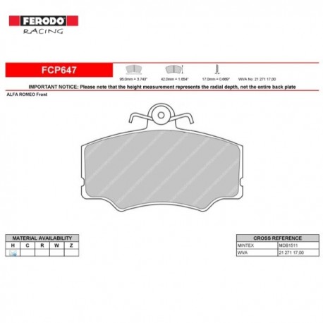 Ferodo DS 2500 remblokset voor