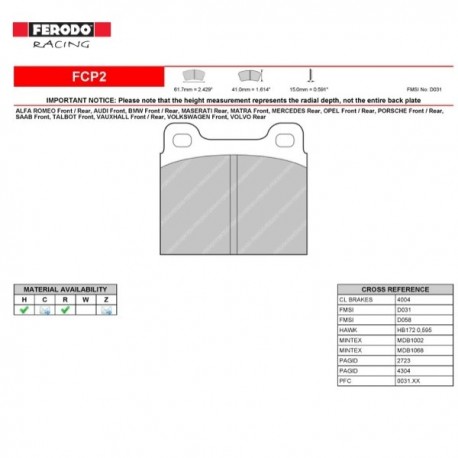 Ferodo DS 2500 remblokset voor
