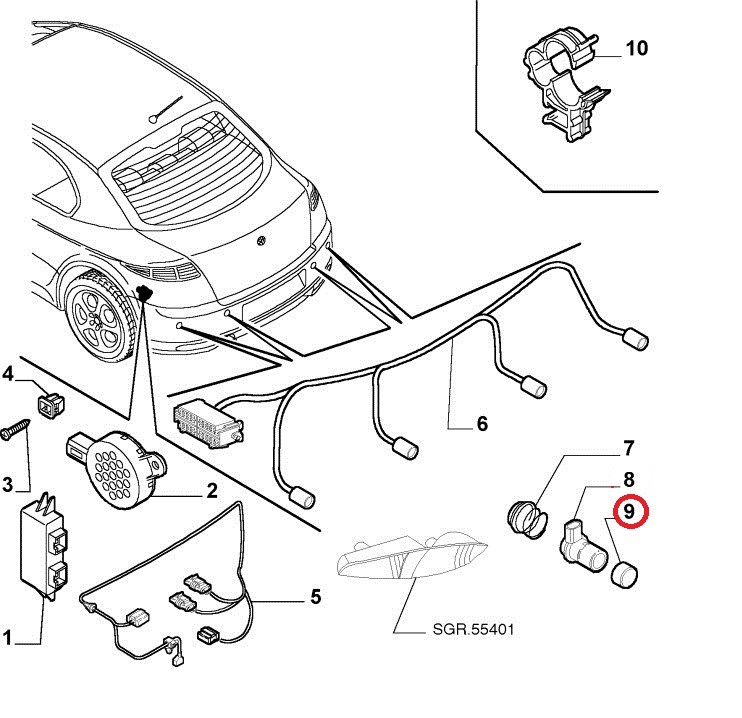 Houder PDC sensor links buiten