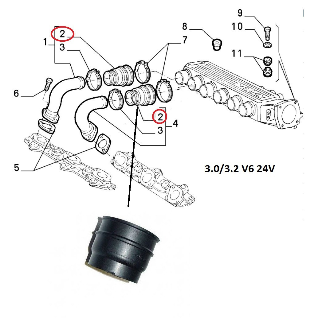 Inlaatrubber 3.0/3.2 V6 24V