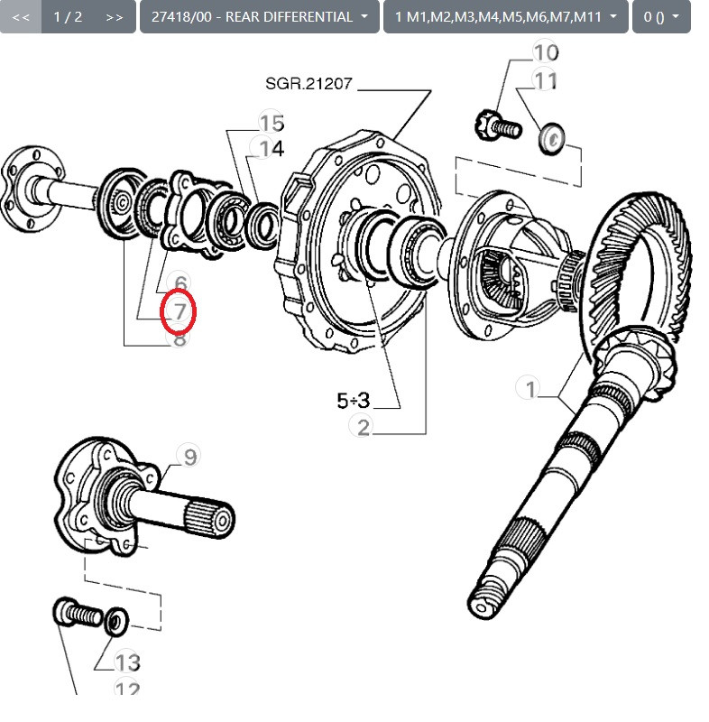 Keerring 116serie/75 etx Diff uitgaande as