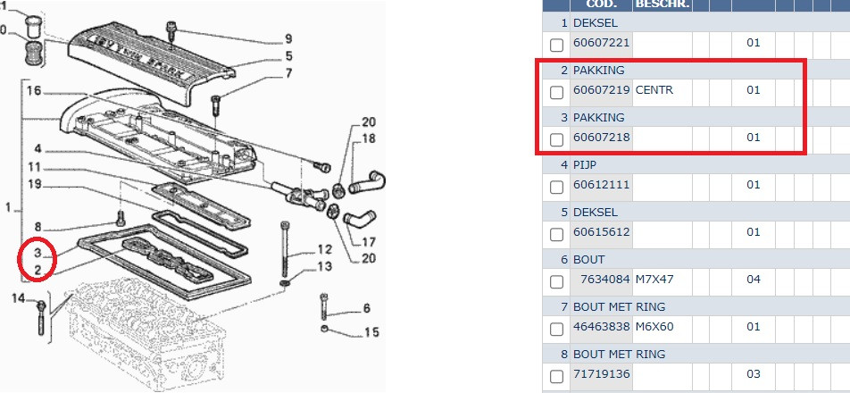 Klepdekselpakking TS 16V Step A