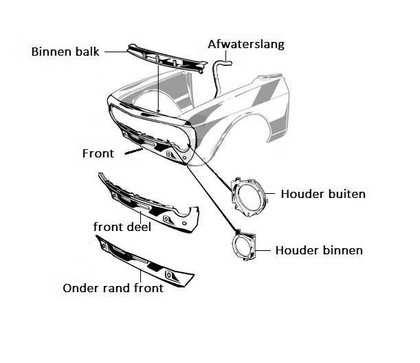 Koplamphouder Bertone rechts buiten