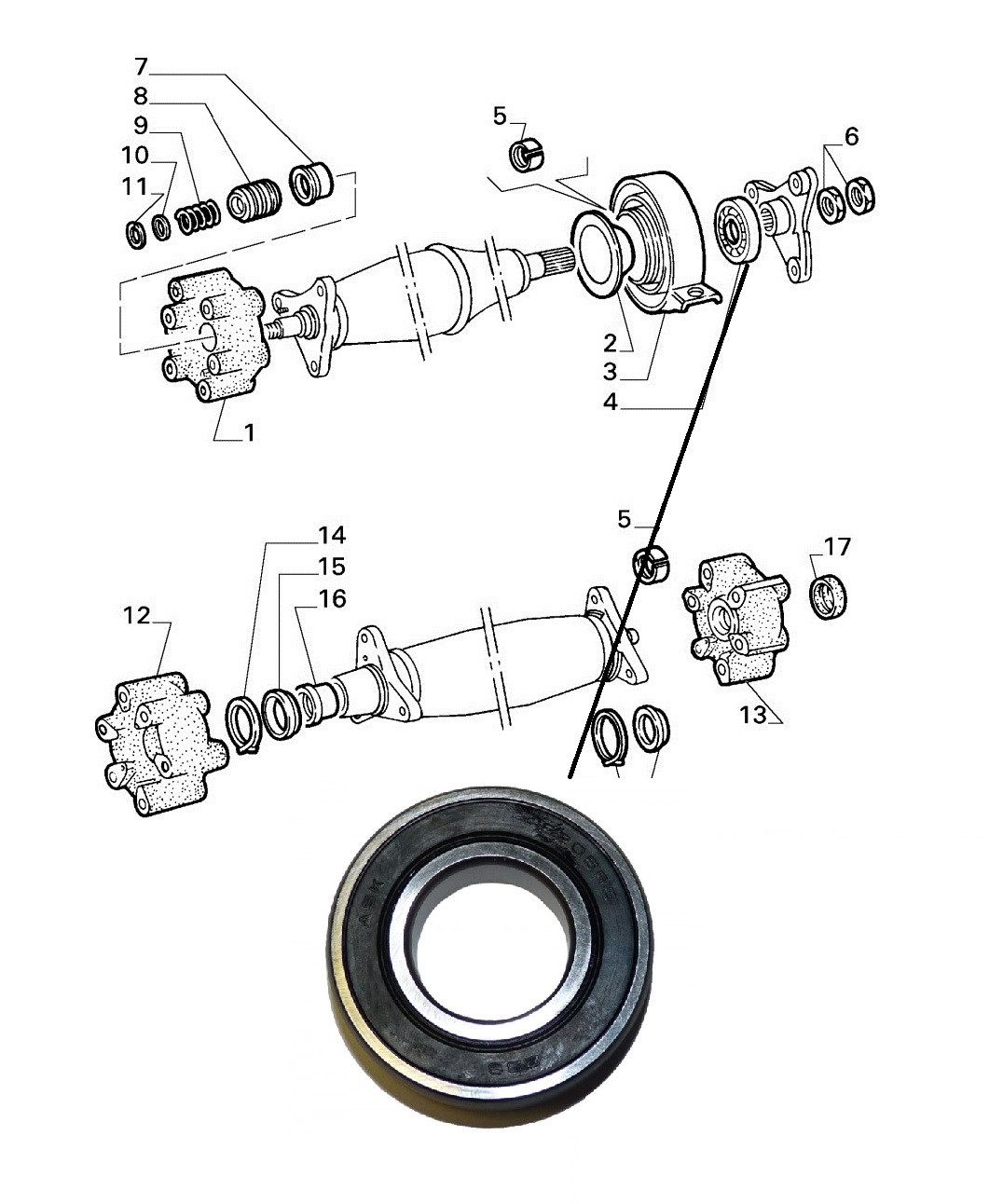 Lager ophangsteun cardanas 4 cilinder