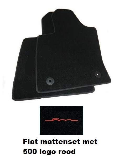 Mattenset Fiat 500 2013-2014 rood 500 logo