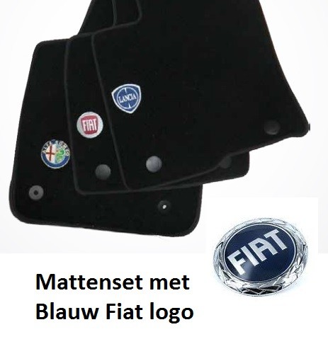 Mattenset Fiat Grande Punto blauw logo
