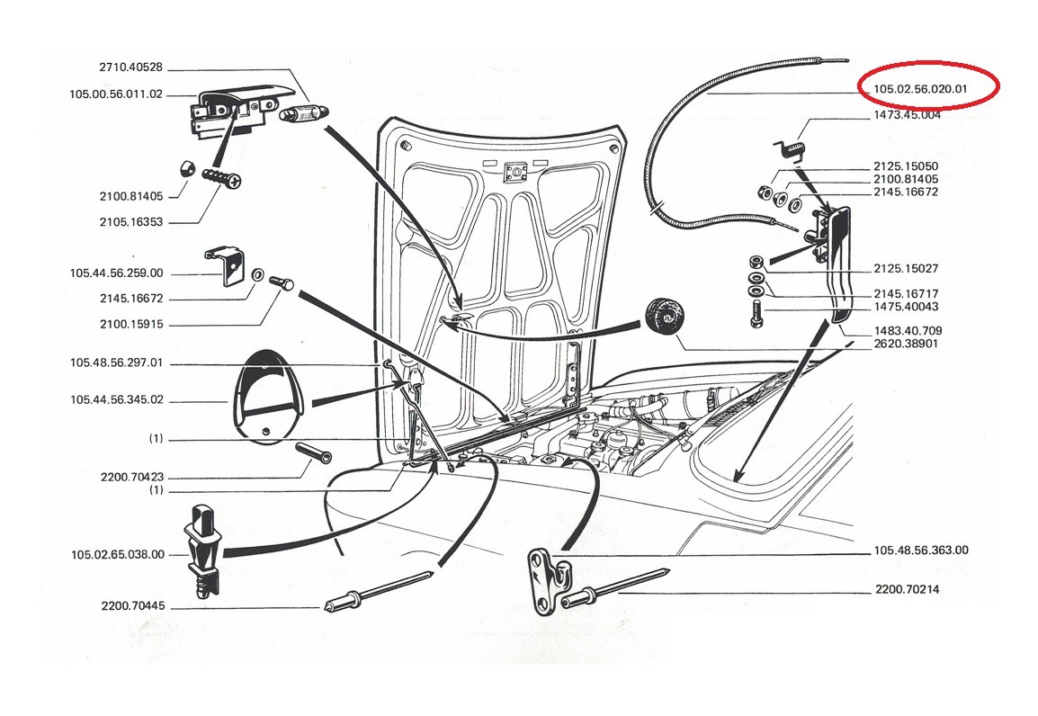 Motorkapkabel Bertone/Spider