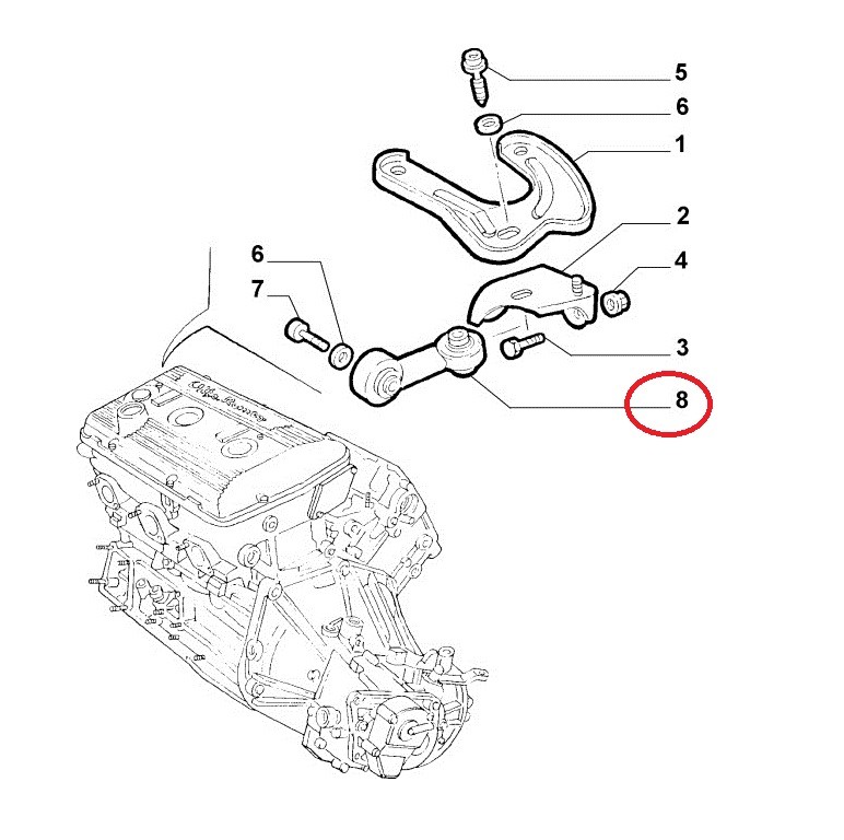 Motorsteun 147/156/GT V6 24V bovenste