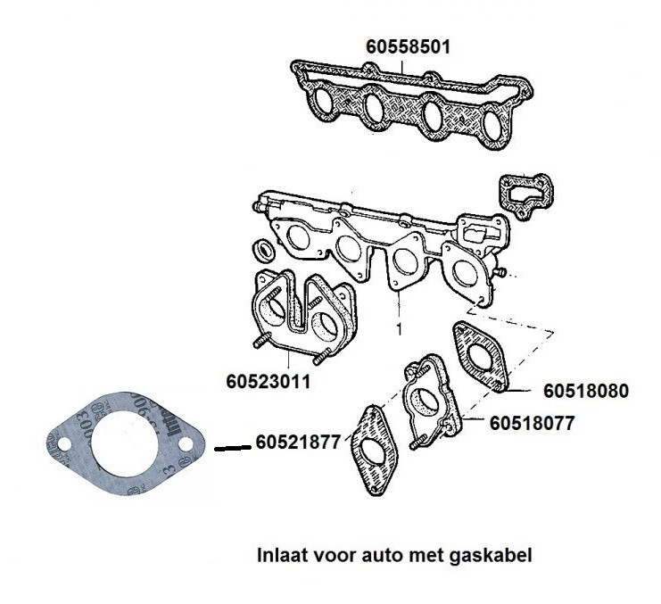 Pakking inlaat Nord (motor met gaskabel)