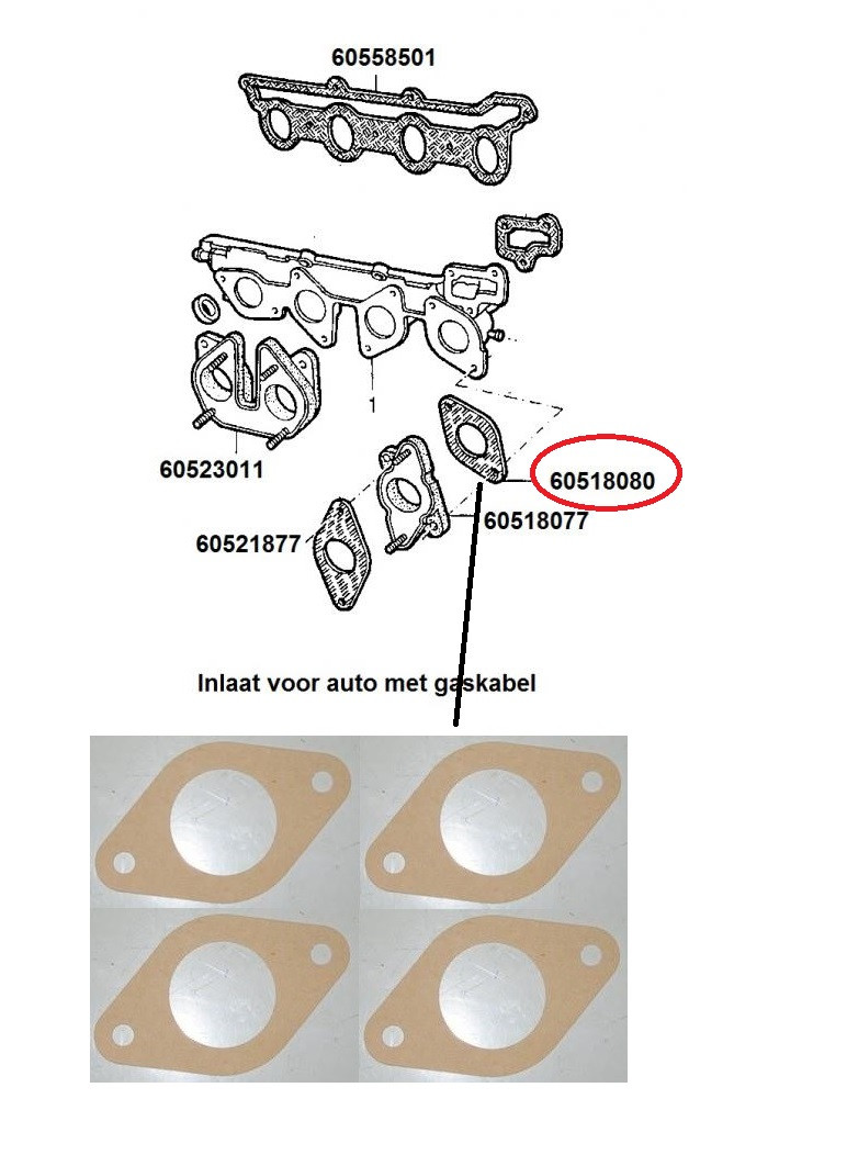 Pakking set inlaatrubber Nord 83-89