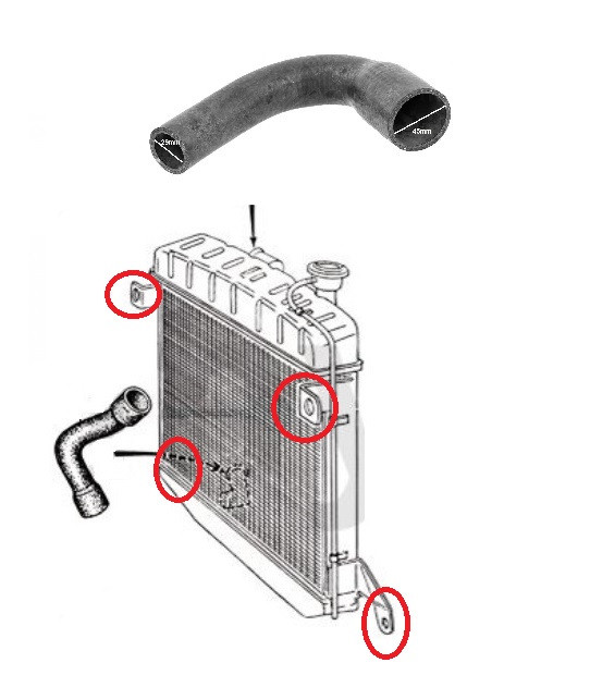 Radiateurslang boven 1.3/1.6 1963-68
