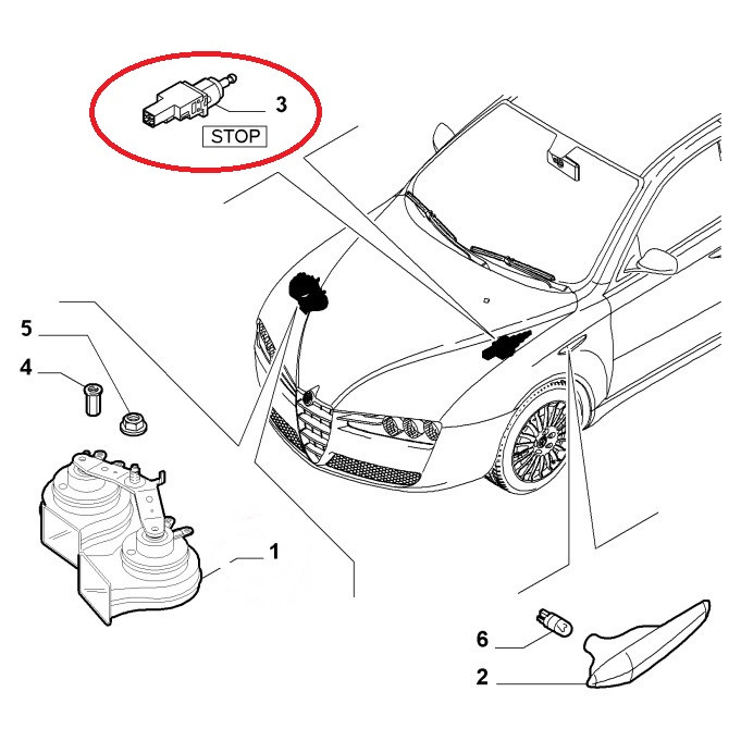 Remlichtschakelaar Alfa 159/Brera/Spider