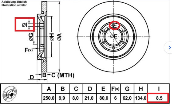 Remschijf 75/90 achter (8mm gaten)
