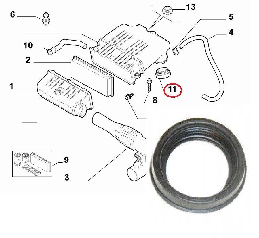Ring luchtfilterhuis Fiat 500 1.2 8V