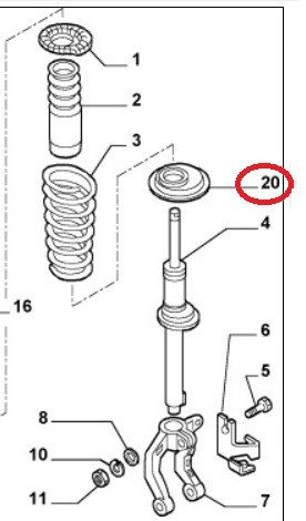 Rubber onder voorveer Alfa 147/156/GT