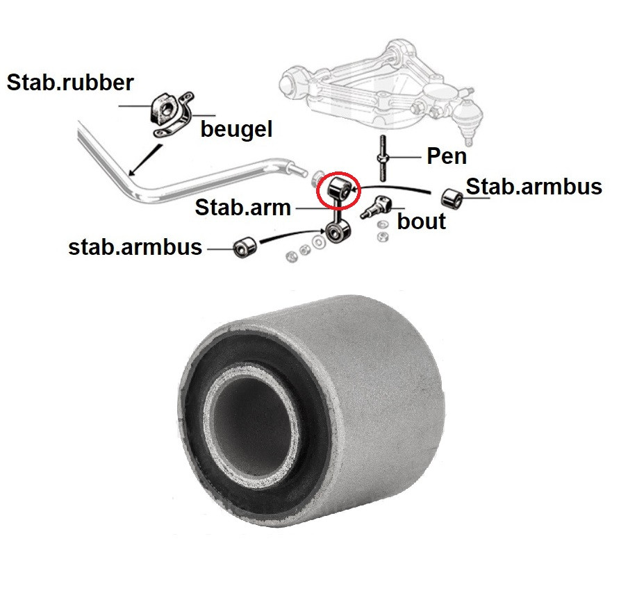 Stabilisatorarm bus 30mm 1968-78
