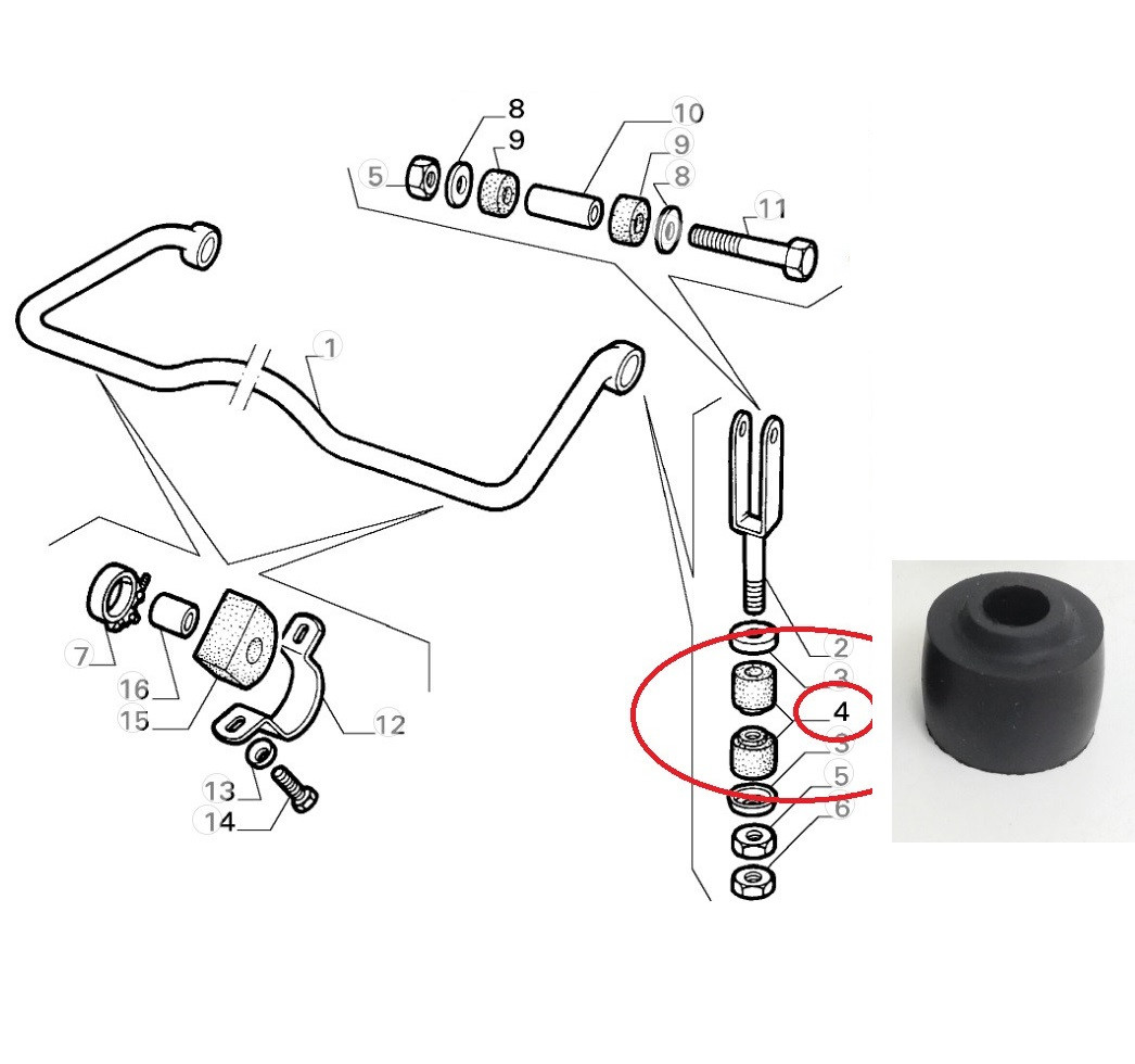 Stabilisator stang busje 116 serie/75/90/GTV6 achter