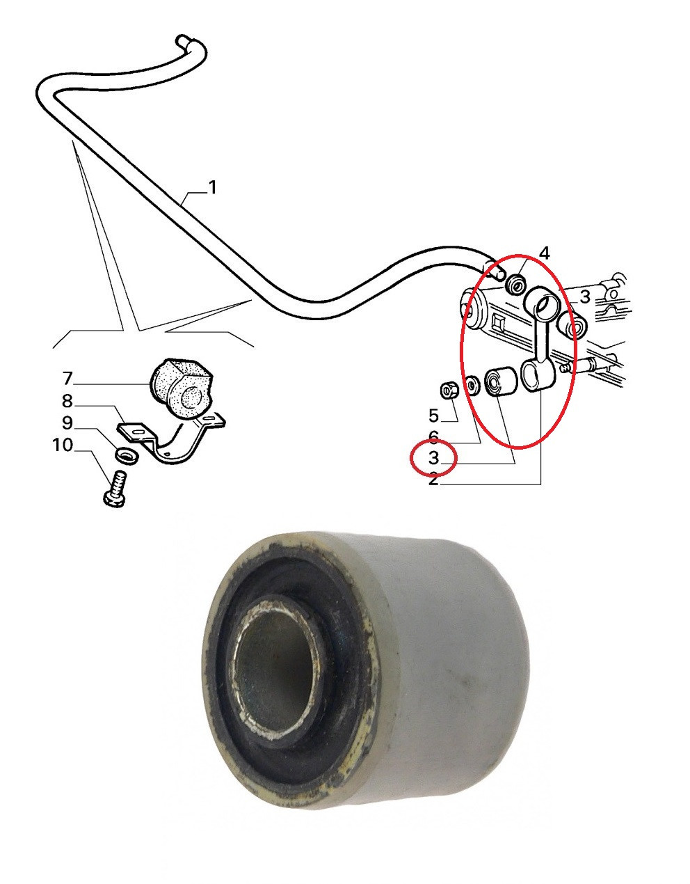 Stabilisatorarm bus 33mm 1978-86